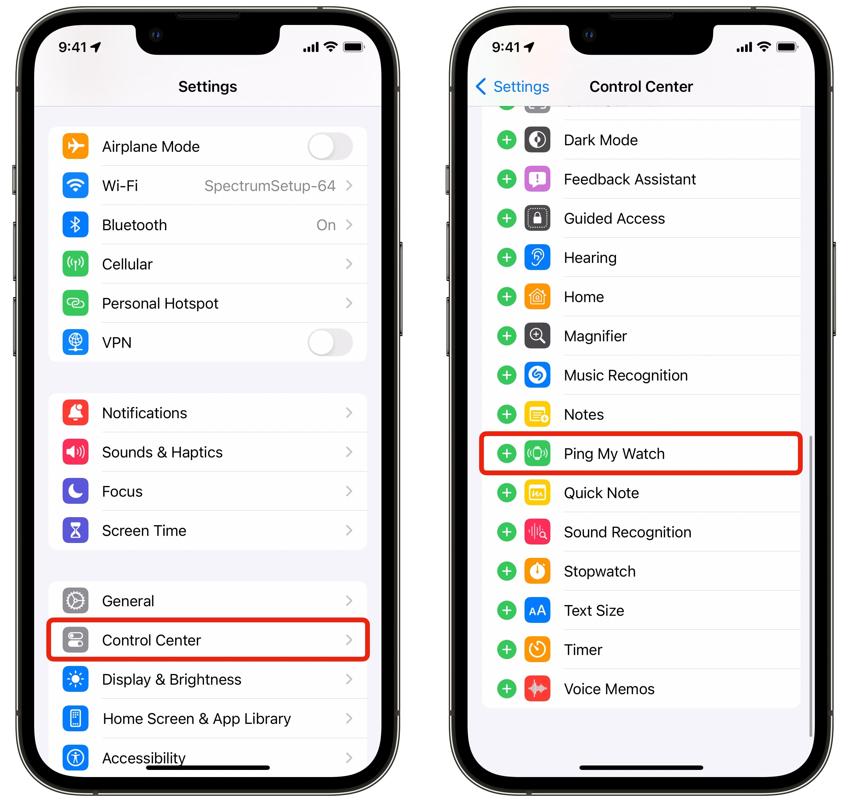 Add Ping Apple Watch Button in Settings Adding “Ping My Watch” button in Control Center settings