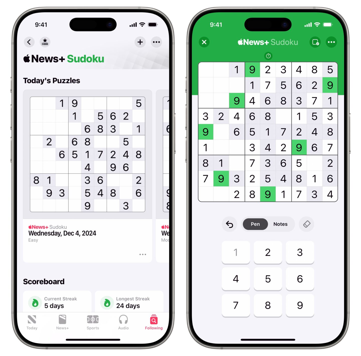 Apple News Sudoku Apple News+ Sudoku game