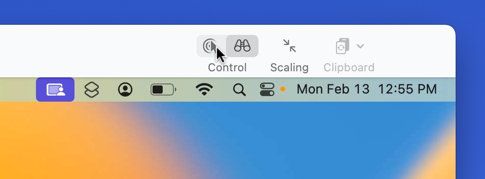 Ask for Control Mouse hovering over the Control button