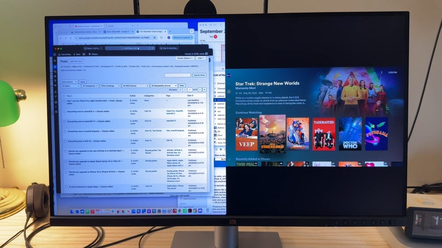 ASUS ProArt 5K Pip ASUS ProArt 5K showing both a Mac display and an Apple TV in the Plex app
