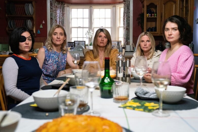 Bad Sisters Sarah Greene, Anne-Marie Duff, Sharon Horgan, Eva Birthistle and Eve Hewson in "Bad Sisters," now streaming on Apple TV+.