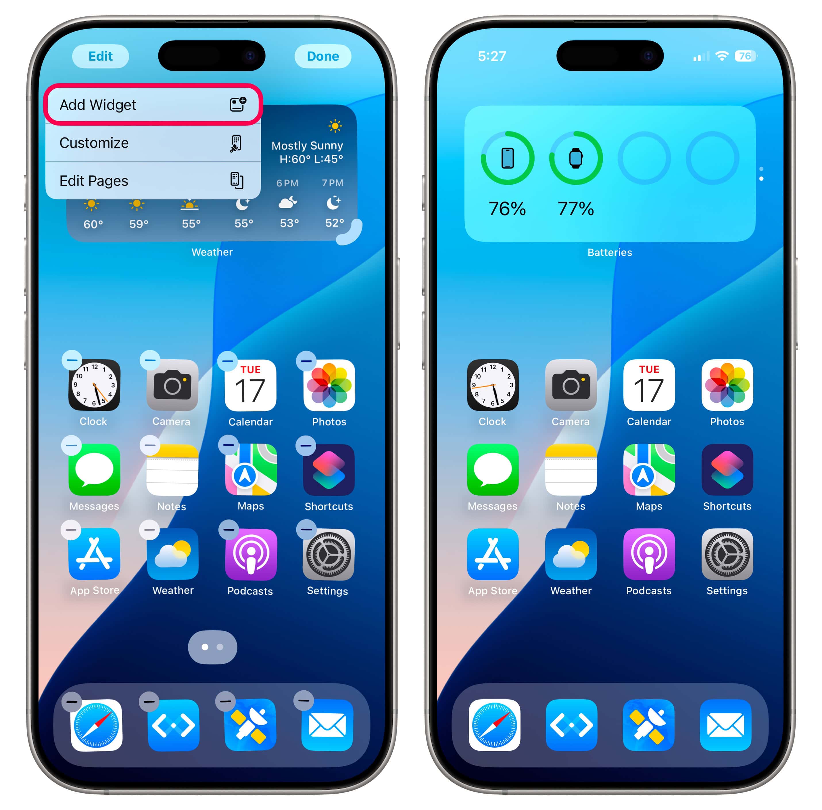 Battery Widget Home Screen Adding a battery widget to a Home Screen