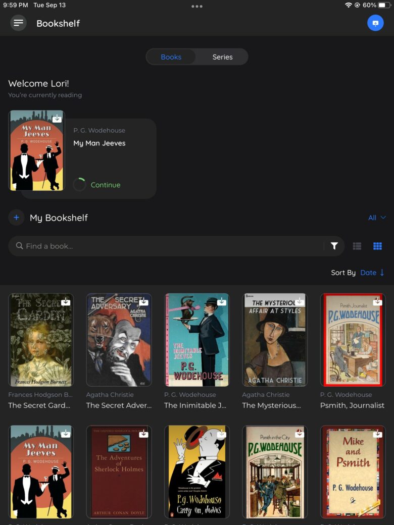 BookFusion Bookshelf BookFusion ebook reader has a clean UI for displaying your list of books.