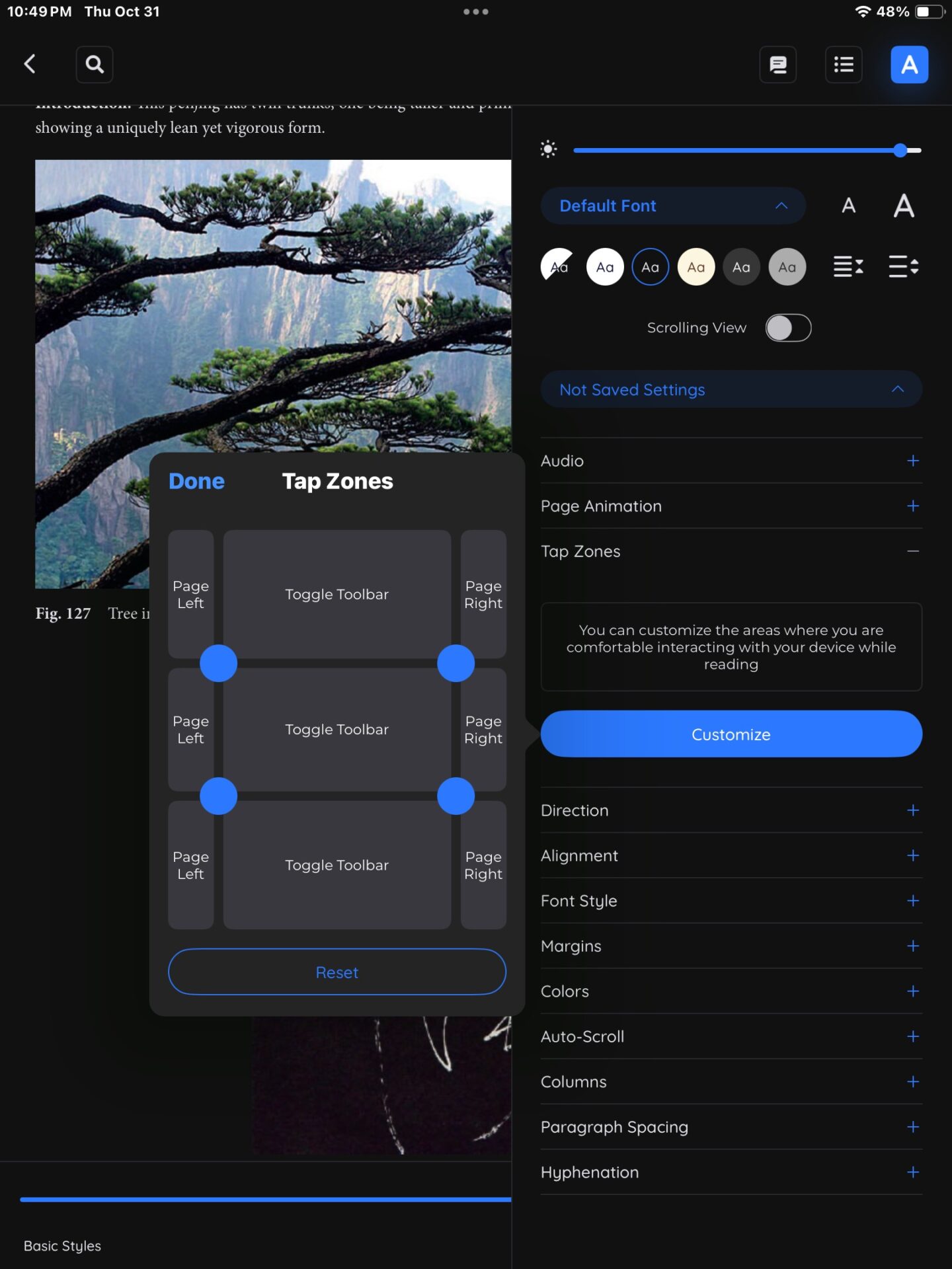 BookFusion tap zones A screenshot of BookFusion that shows how you can create Custom Tap Zones.