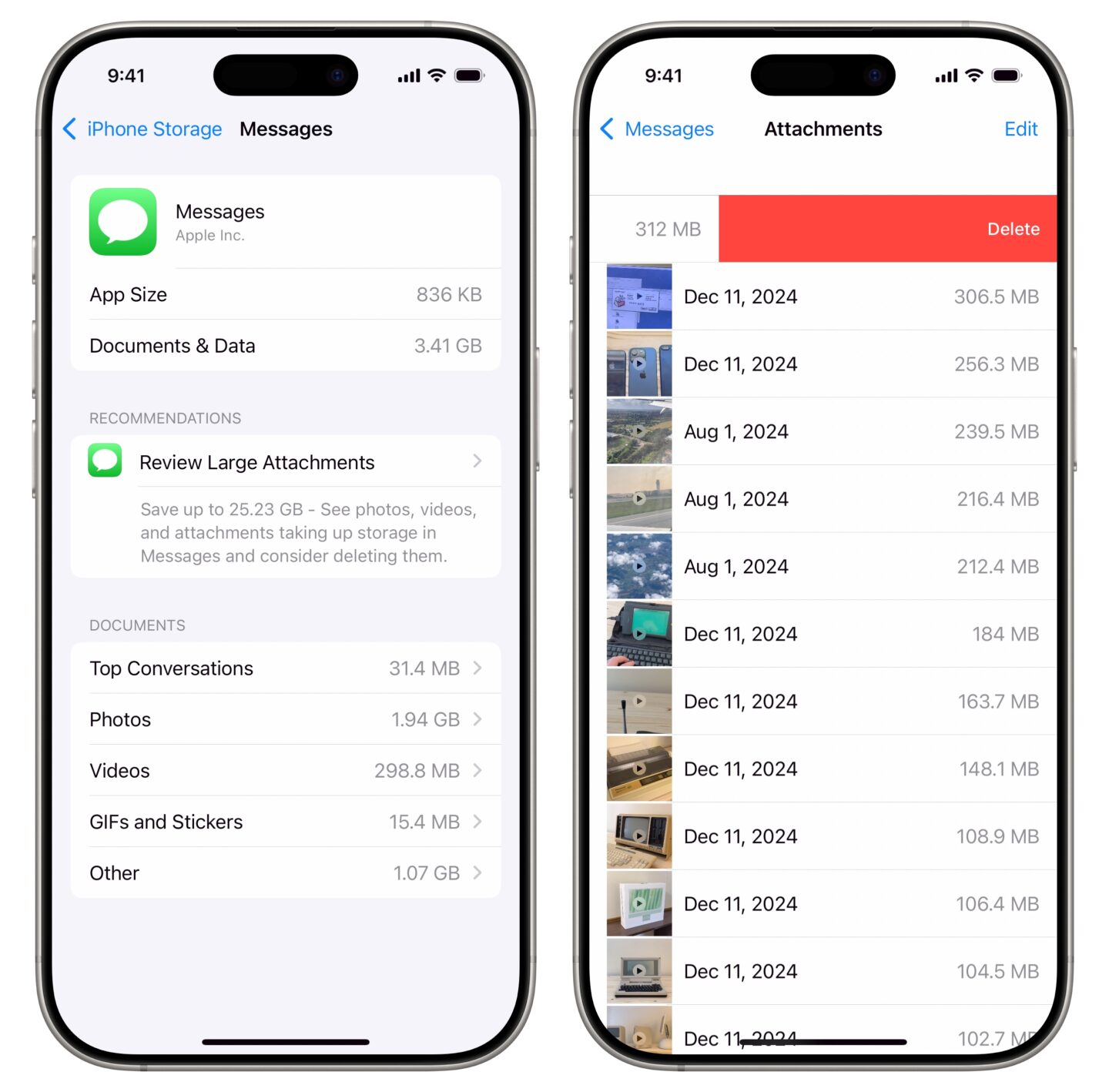 Clear Messages Attachments Clearing Messages attachments