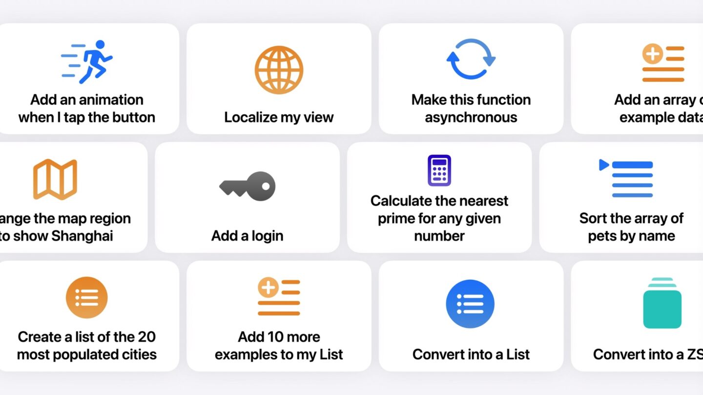 Code completion and Swift Assist in Xcode