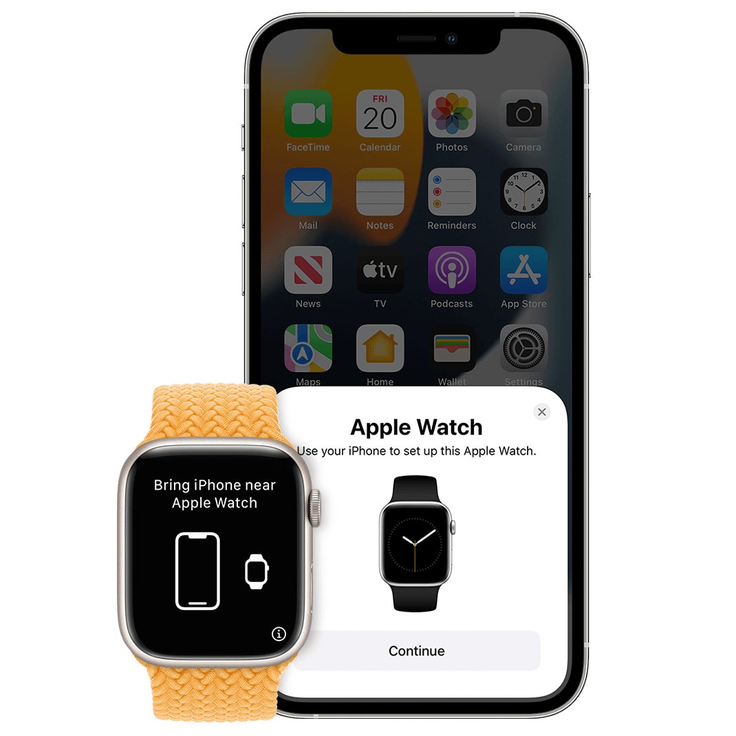 Connect Apple Watch to iPhone Your Apple Watch will ask you to hold it near your iPhone. Your iPhone will show a pop-up asking if you want to connect the Watch.