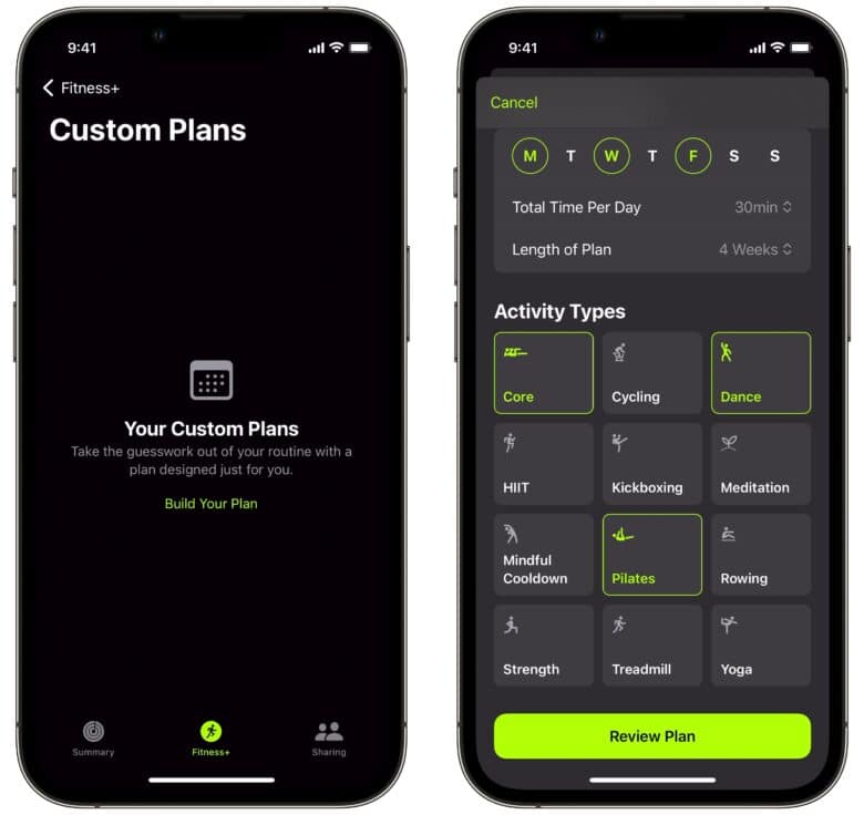 Fitness+ Plan Building a custom workout plan in Apple Fitness+