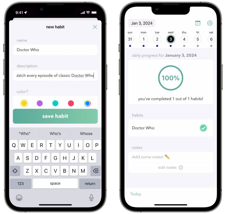 Goal Streak Calendar App Adding a goal in Goal Streak Calendar