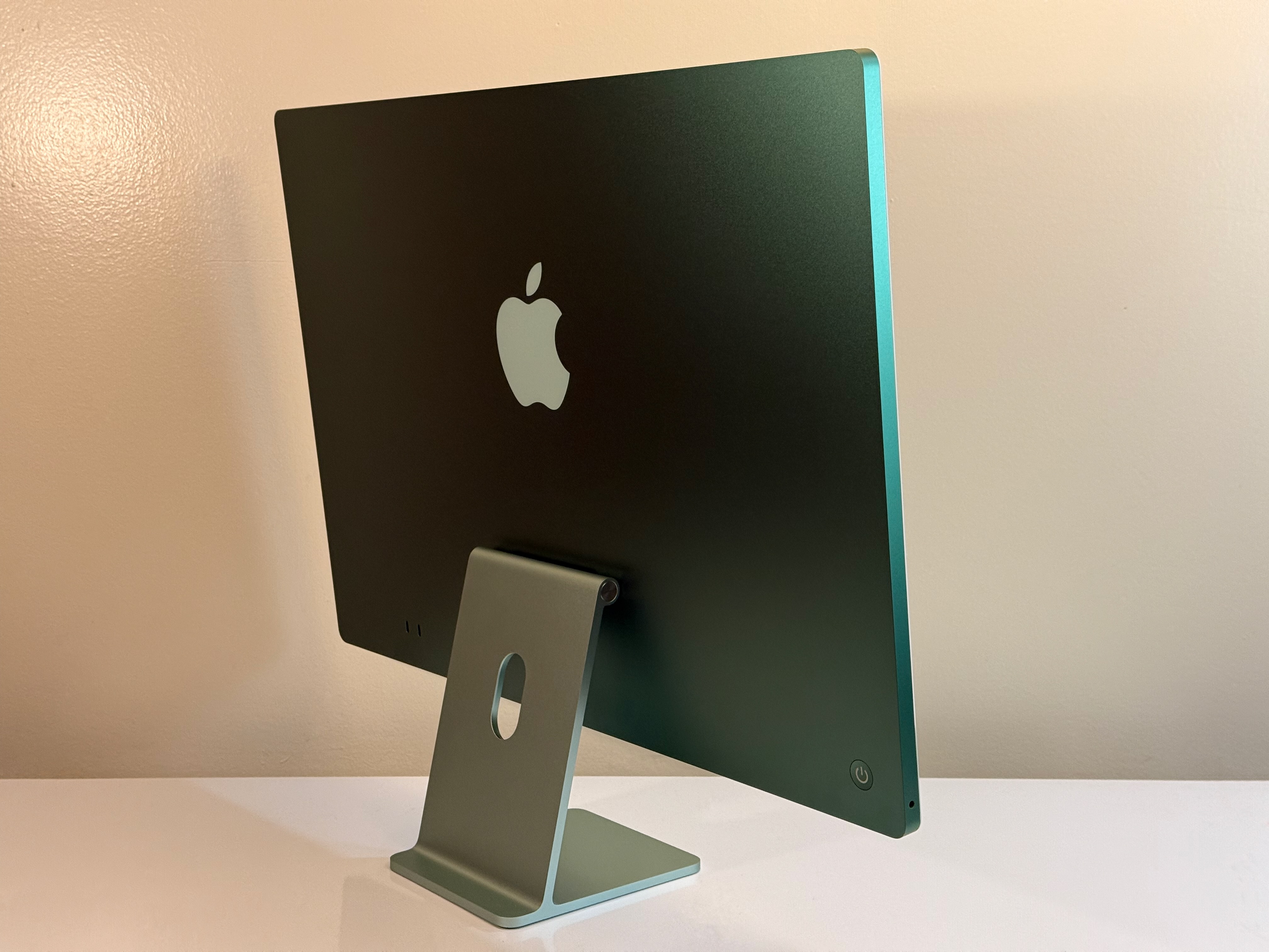 IMac M4 Green Back Dramatic Lighting Green iMac with dramatic lighting