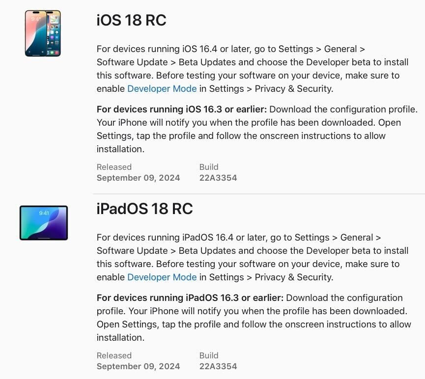 IOS 18.0 (22A3354) iOS 18.0 RC is build 22A3354 of the iPhone operating system.