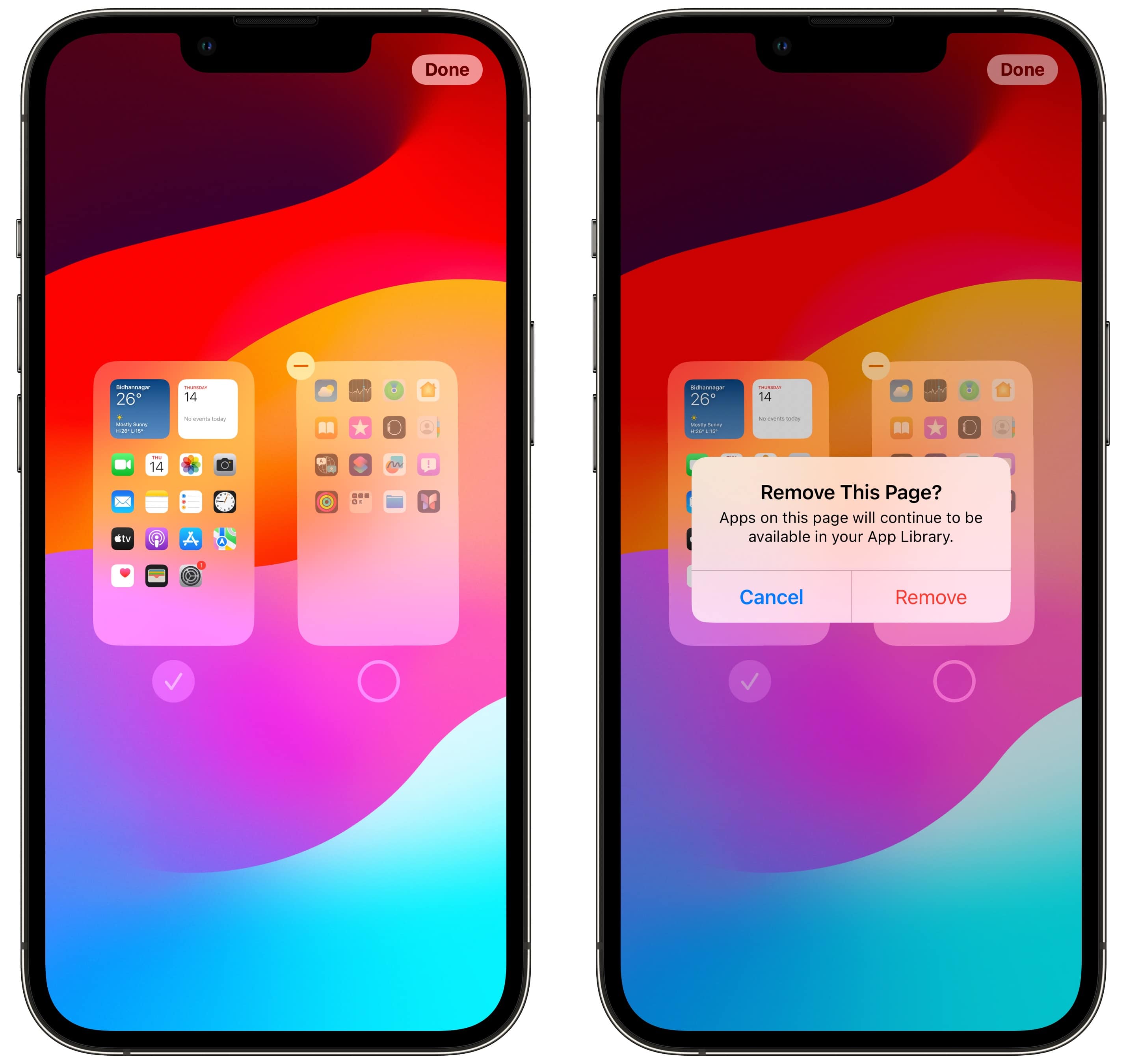 Iphone remove home screen Removing a Home Screen page on iPhone.