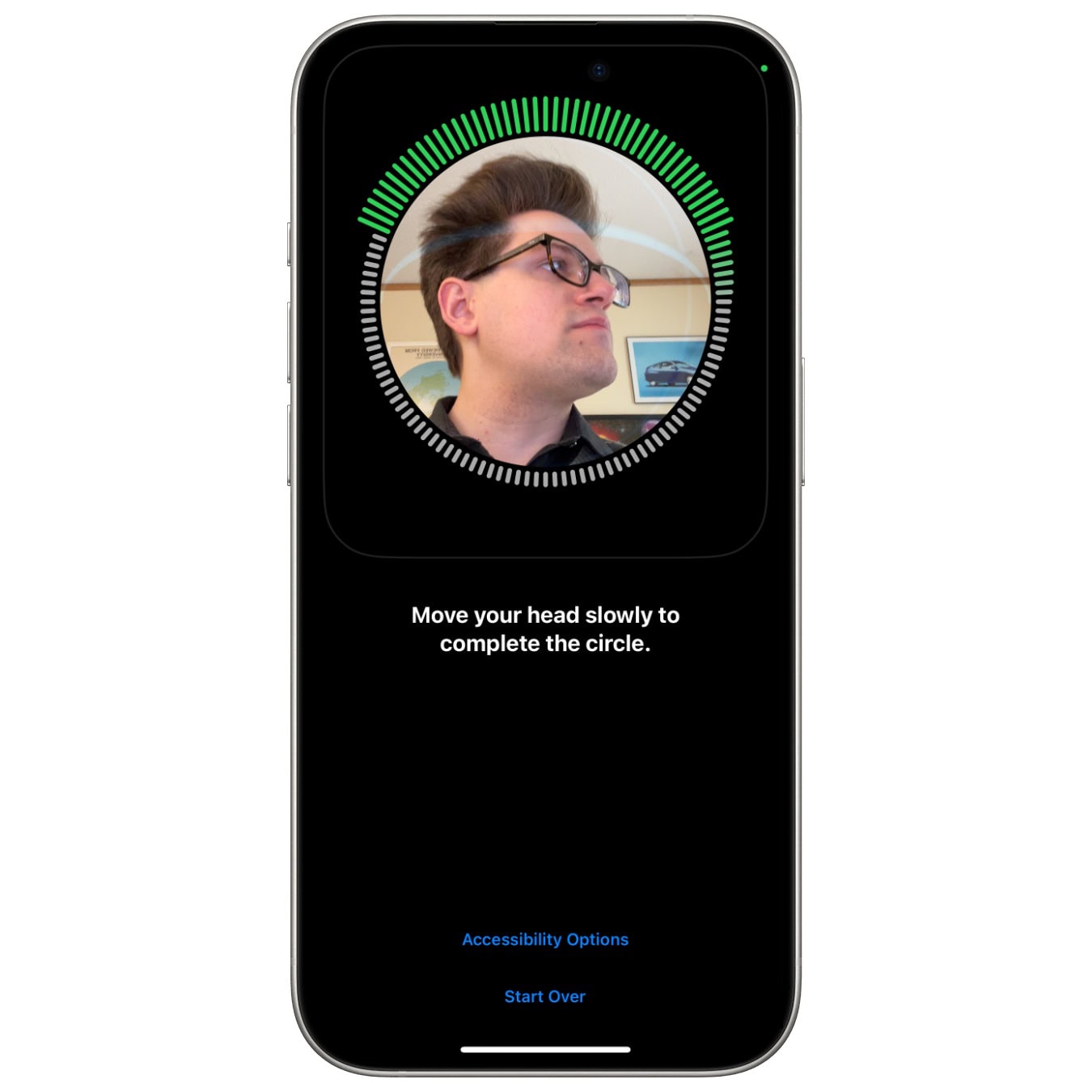 IPhone Setup Face ID Scanning my head for Face ID on an iPhone.
