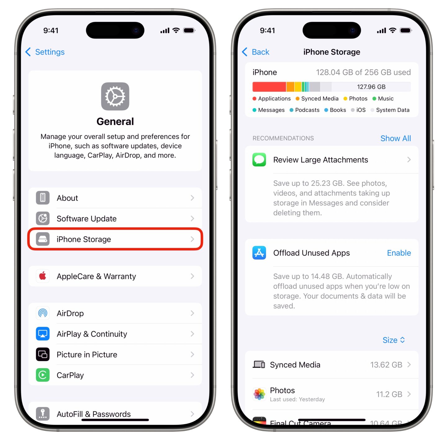 IPhone Storage Settings iPhone storage settings