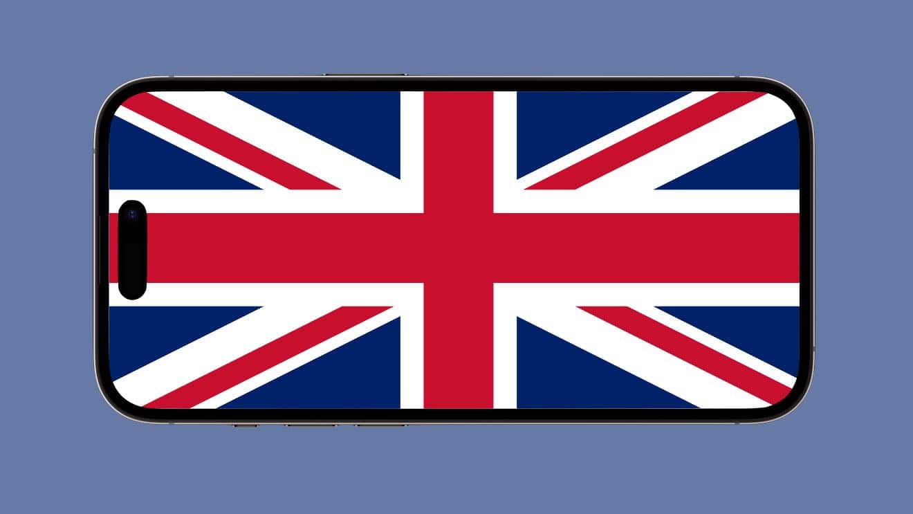 Image of an iPhone with a Union Jack flag, used to illustrate a story about possible U.K. regulations that will affect Apple's Safari web browser.
