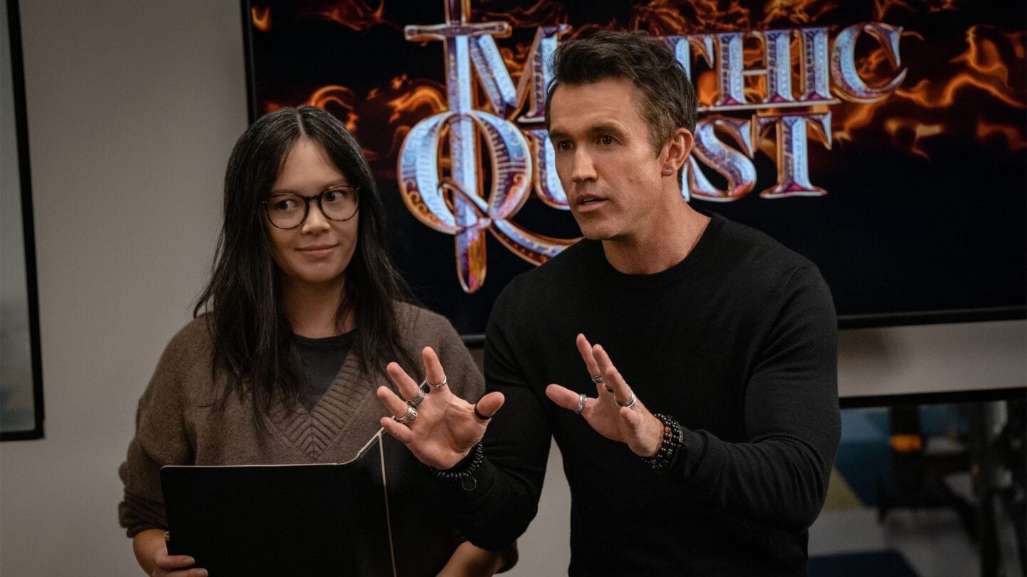 Mythic Quest season 4 Rob McElhenney and Charlotte Nicdao in Mythic Quest season 4.