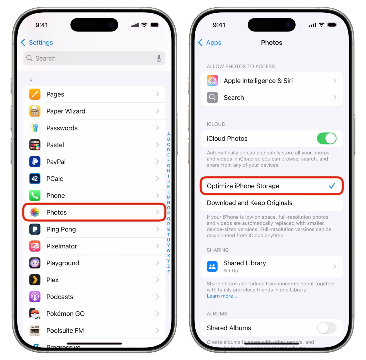 Photos Settings Optimizing Photos storage