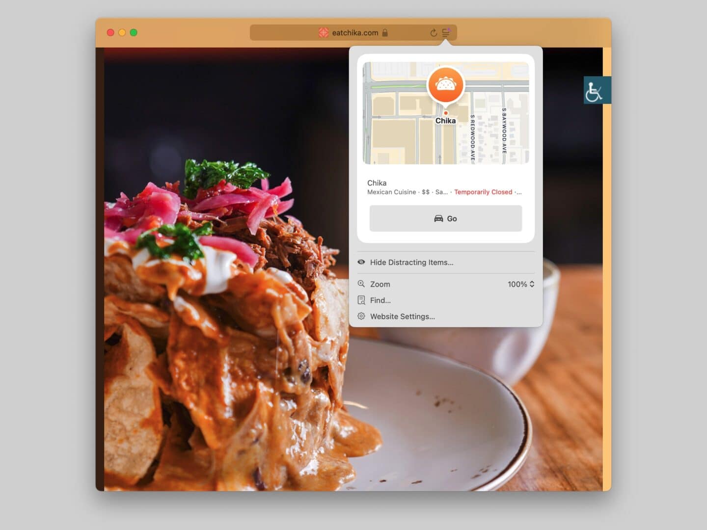 Safari Information Highlights Safari in macOS Sequoia showing Information Highlights