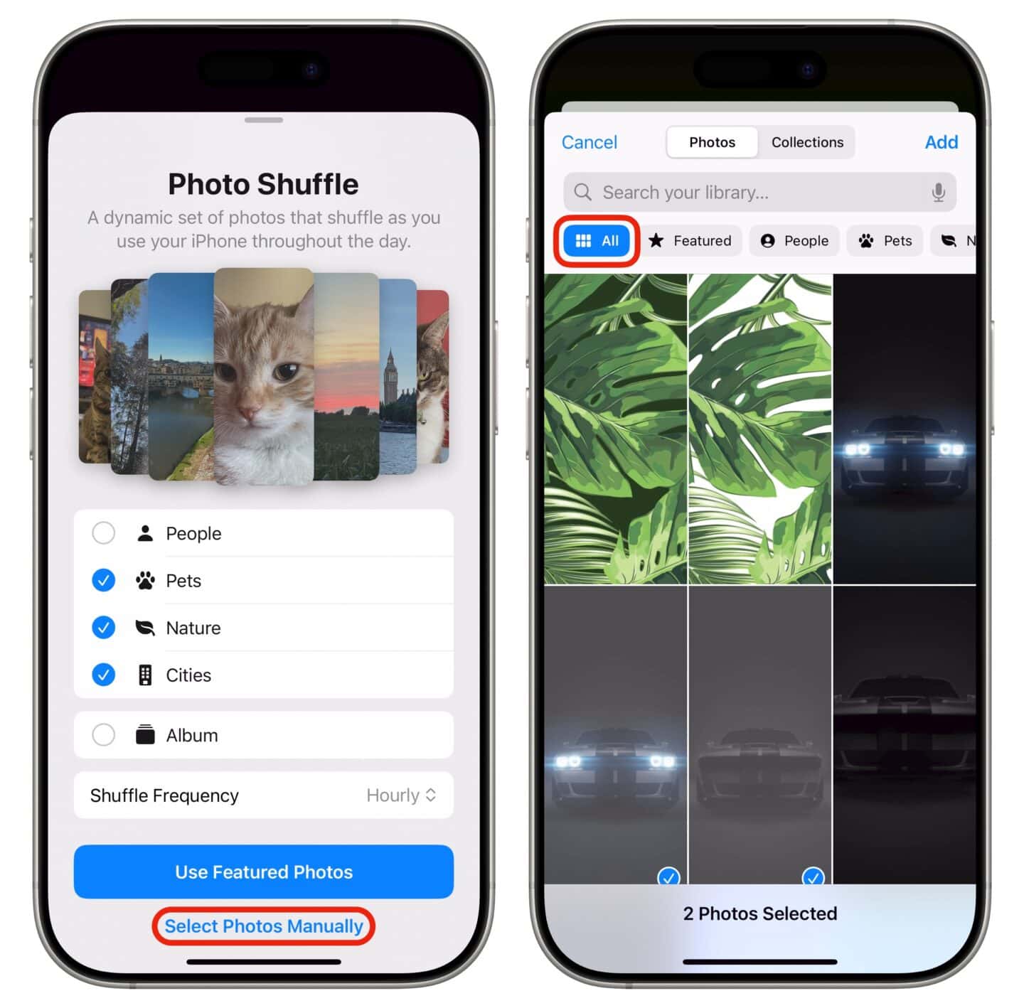 Select Photos Manually Select Photos Manually to create toggling Lock Screen