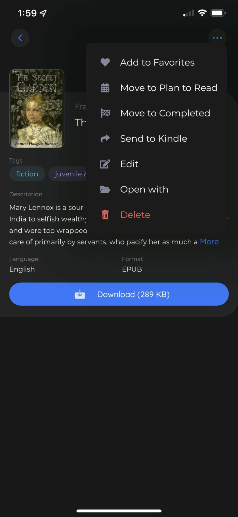 Send to Kindle and Open with BookFusion You can quickly send an ebook to Kindle or open it with options.