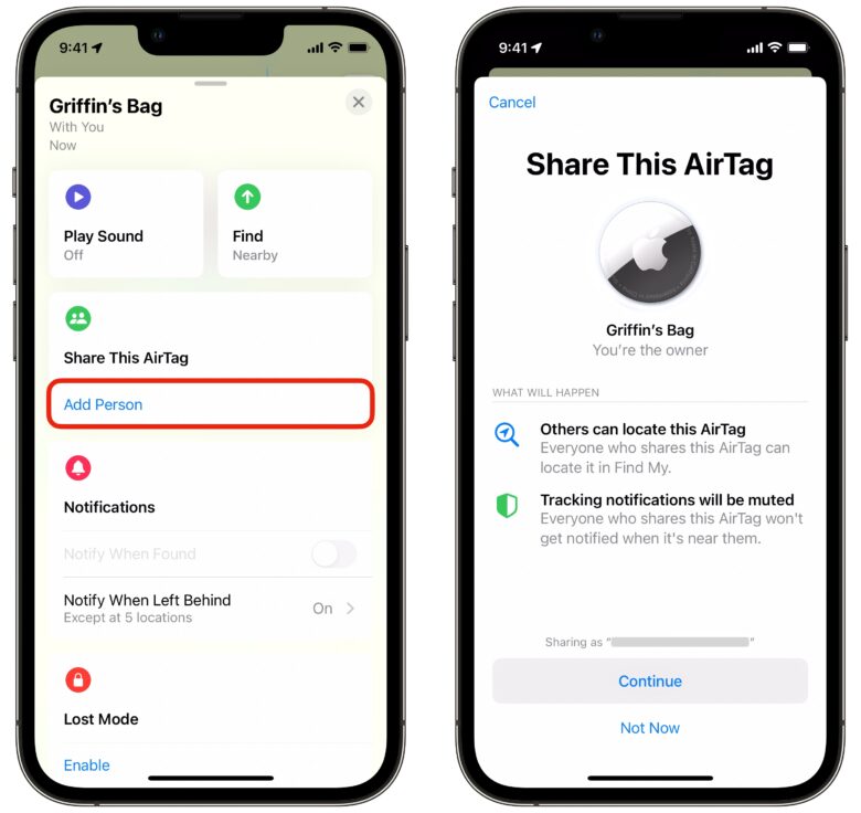 Share AirTag Share an AirTag
