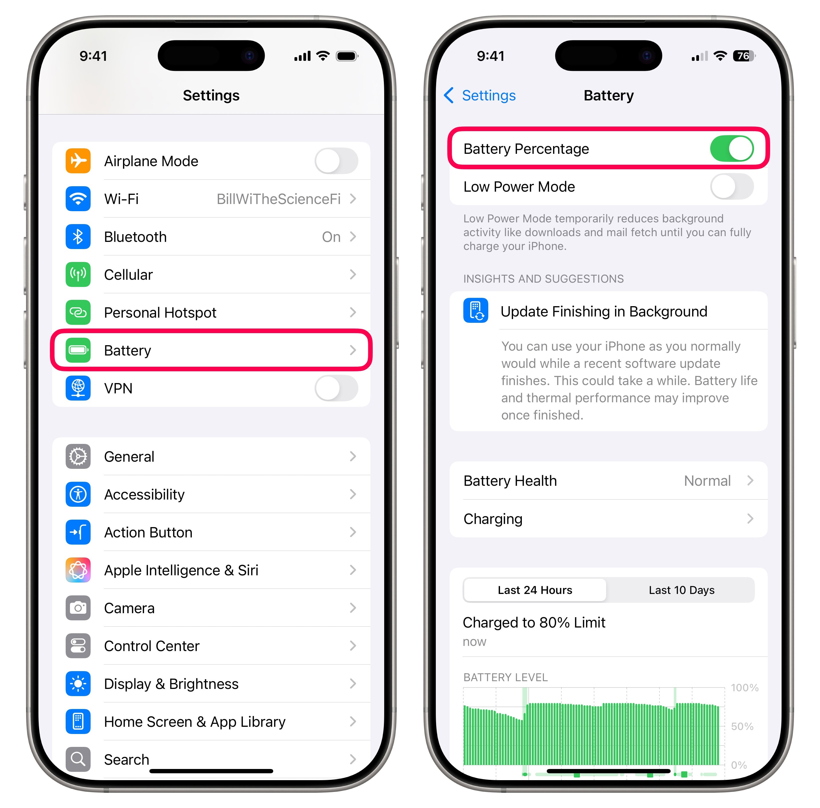 Show Battery Percentage iPhone iPhone settings enable battery percentage