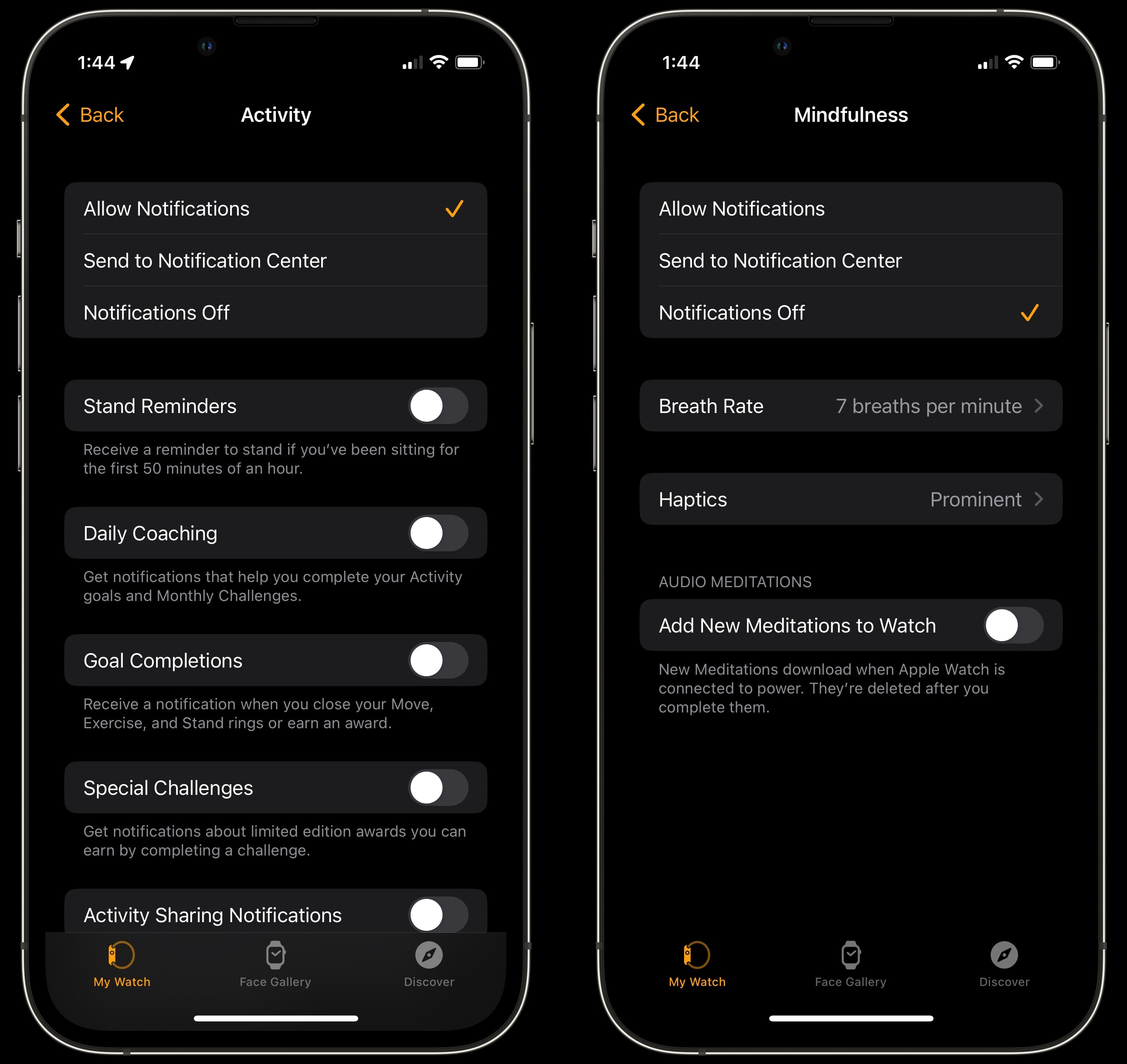 Turn Off Activity Reminders Turn off Activity reminders in Watch Settings.